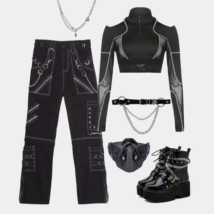 Punk Open Thread Chain Pants