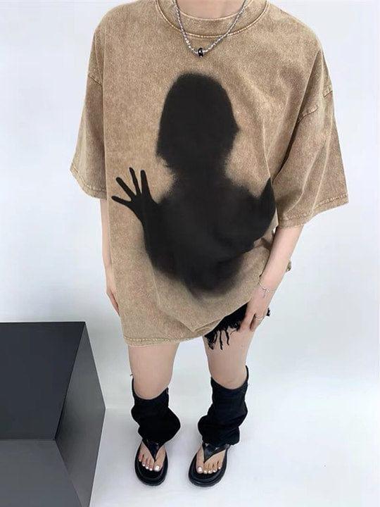 Dark Shadow Portrait Graphic Washed Tee