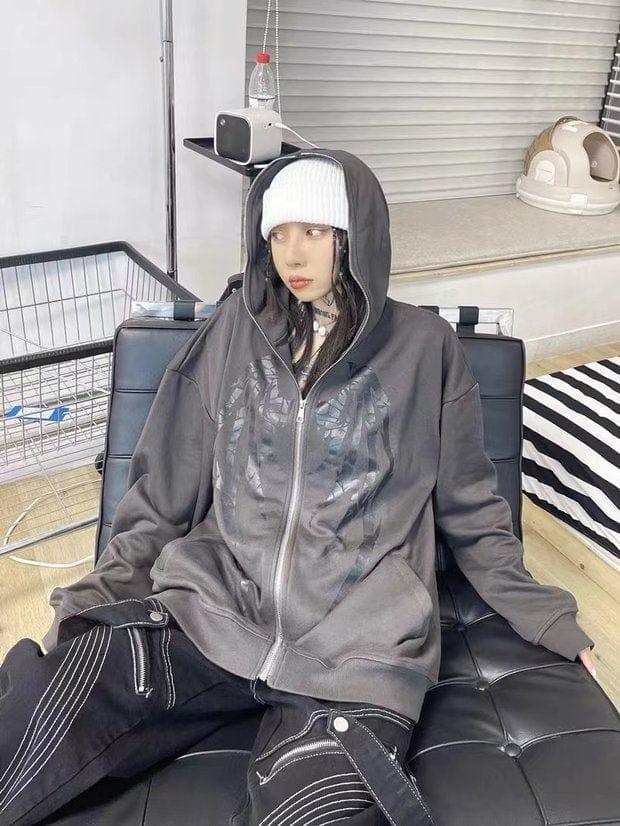 Dark Skeleton Wings Zip Up Hoodie