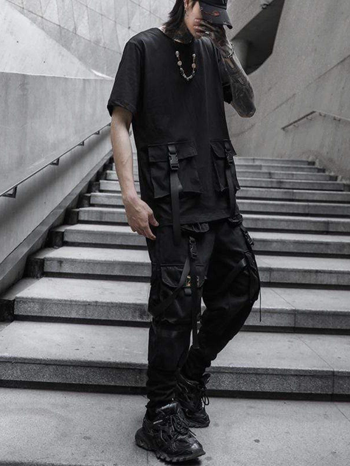 Webbing Dark Black Pants