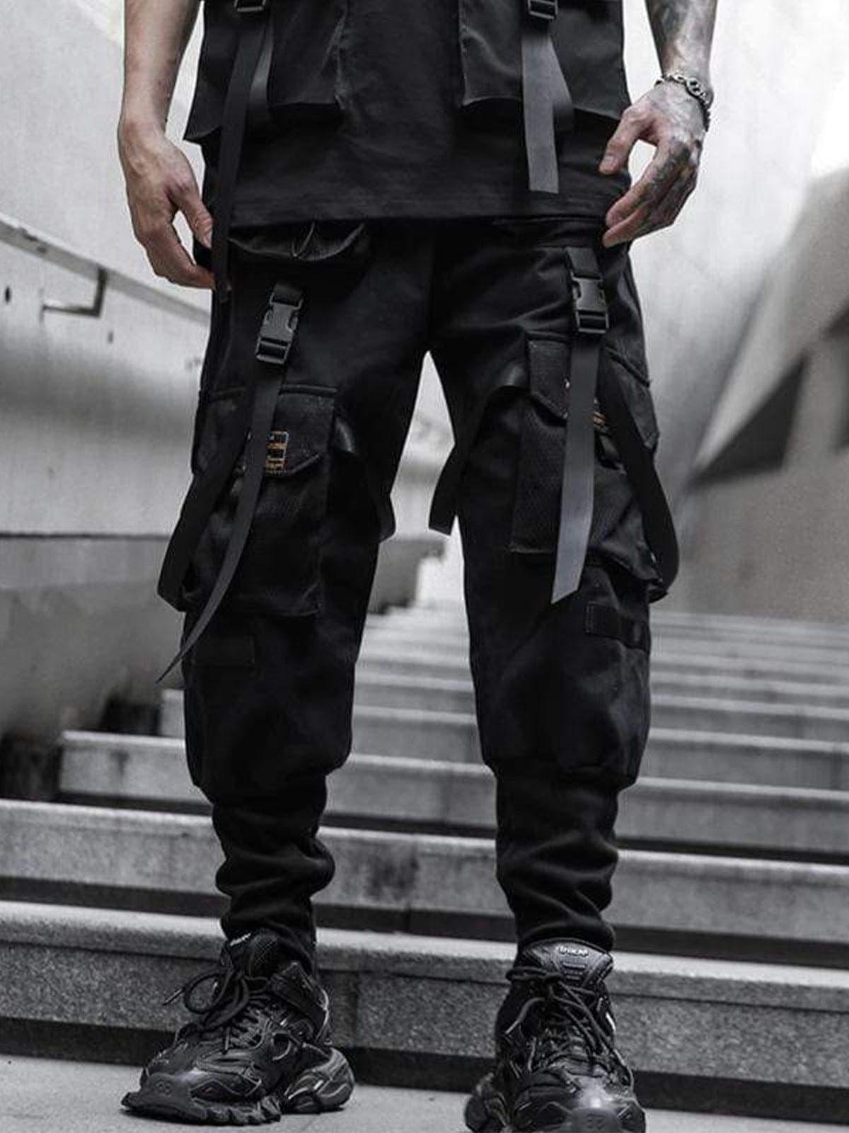 Webbing Dark Black Pants