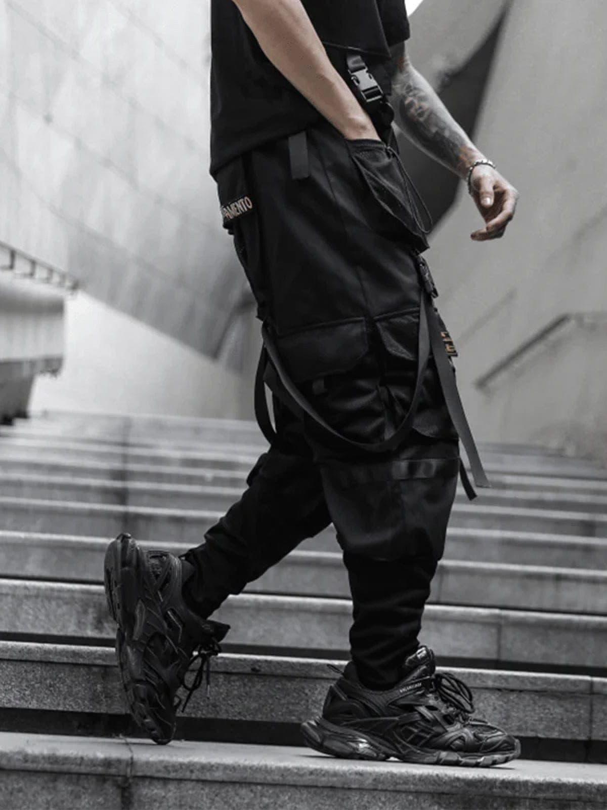 Webbing Dark Black Pants
