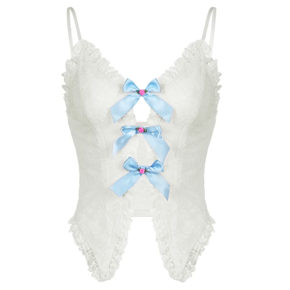 Camisole-Top aus Spitze mit hohem Bund und Schleife