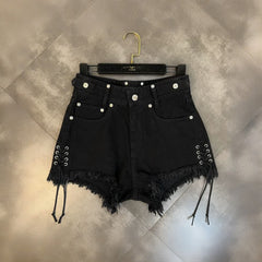 Lace Up Gothic Denim Shorts