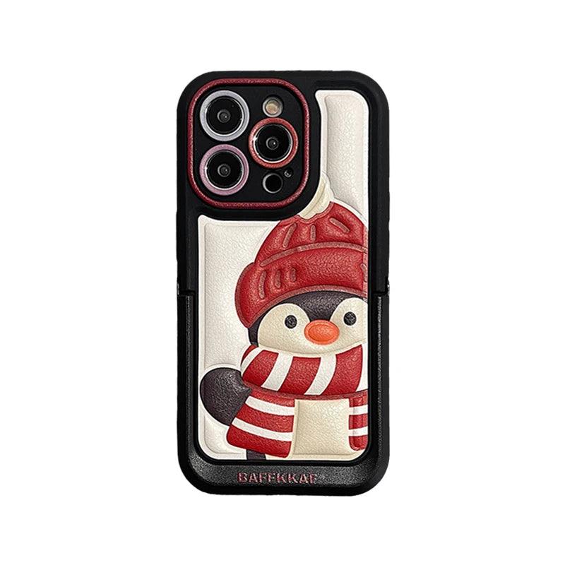 Leather Funny Penguin Puppy - Cute Phone Case ICPC For iPhone 15 Pro Max, 14, 13, 11, 12, or 15 Plus