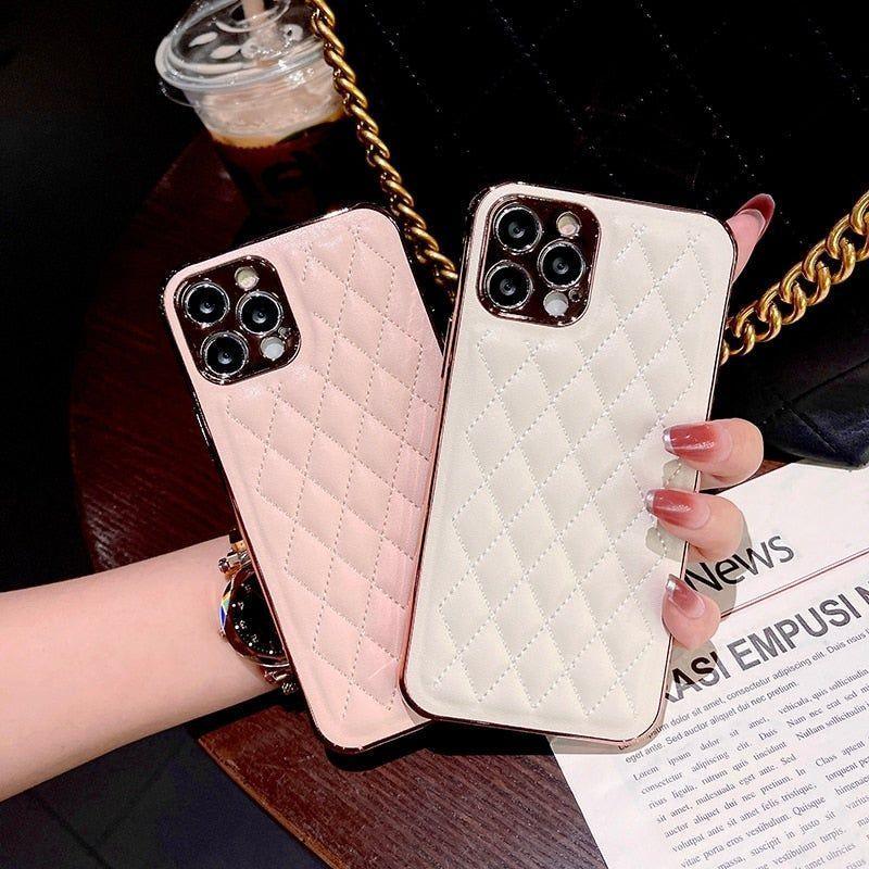 Leather Plating Cute Phone Cases For iPhone 13 12 Pro Max 7 8 Plus X XS XR 11 SE 2 2020 10