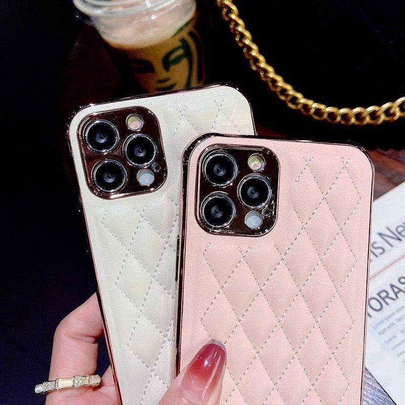 Leather Plating Cute Phone Cases For iPhone 13 12 Pro Max 7 8 Plus X XS XR 11 SE 2 2020 10