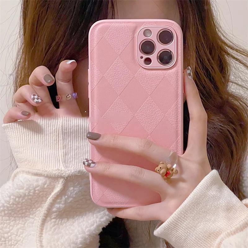 Leather Texture Cute Phone Cases For iPhone 14 13 12 11 Pro Max XR X XS 11 7 8 Plus 13 11 Pro