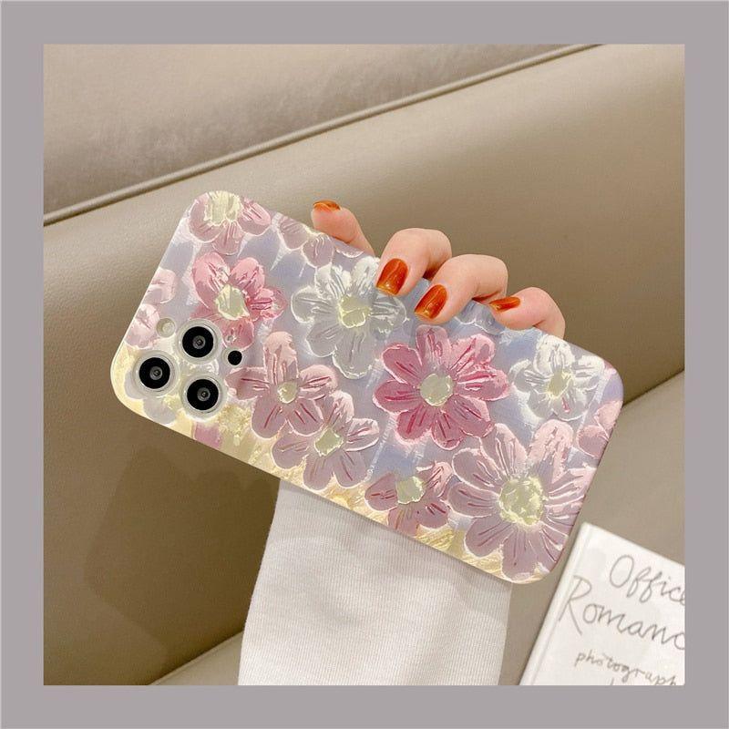 Luxury Fashion Painting Flowers Cute Phone Cases For iPhone 14 Pro Max 13 12 11 X XR XS Max 7 8 Plus