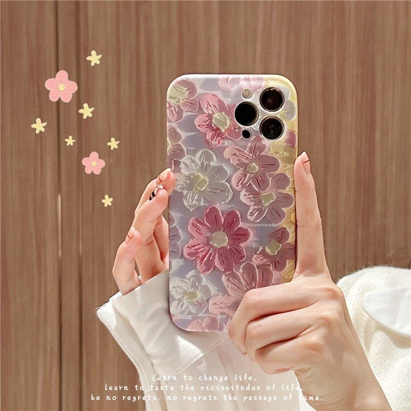 Luxury Fashion Painting Flowers Cute Phone Cases For iPhone 14 Pro Max 13 12 11 X XR XS Max 7 8 Plus