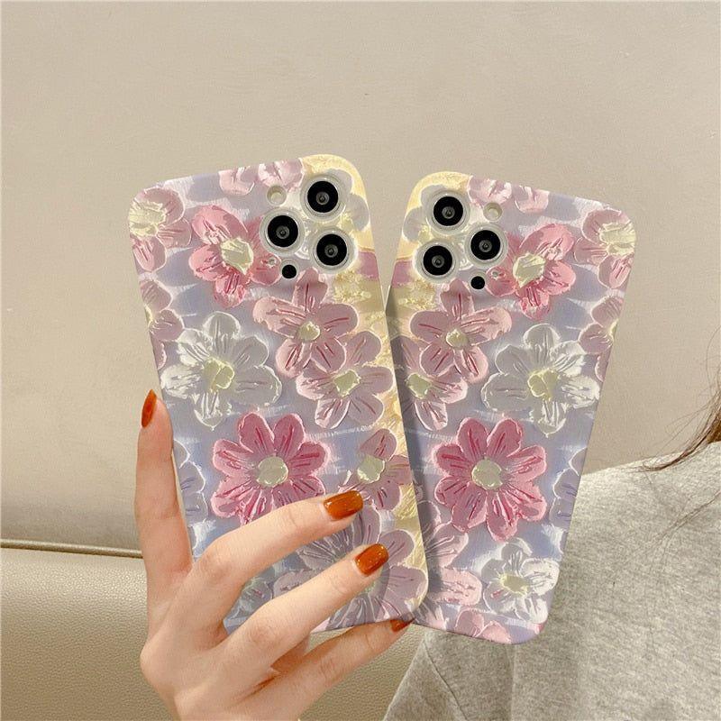 Luxury Fashion Painting Flowers Cute Phone Cases For iPhone 14 Pro Max 13 12 11 X XR XS Max 7 8 Plus