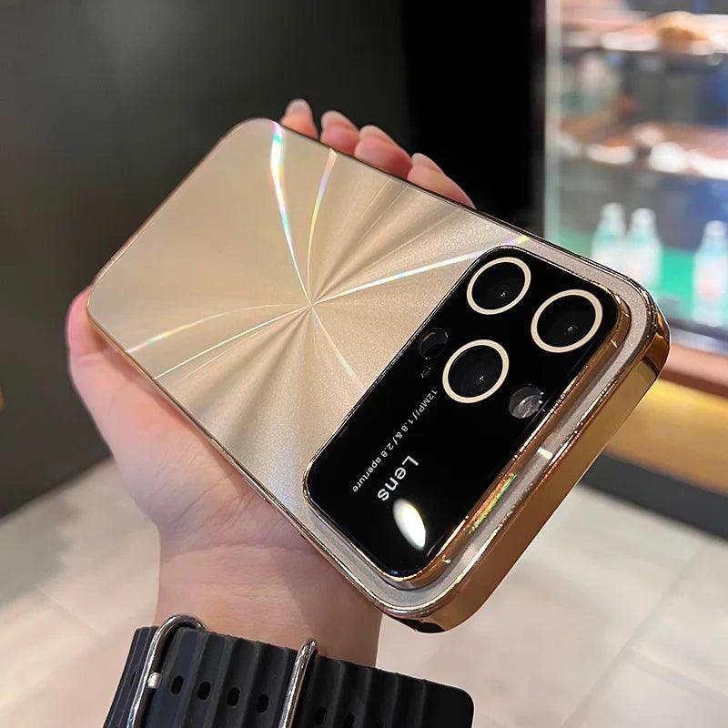 Luxury Laser Glass Phone Case for iPhone 15, 11, 12, 13, and 14 Pro Max â€?Cute Design