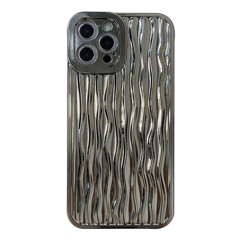 Luxury Plating Metal Color Water Ripple Cute Phone Cases For iPhone 13 11 12 14 Pro Max XS XR X