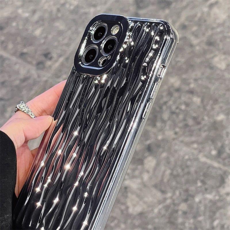 Luxury Plating Metal Color Water Ripple Cute Phone Cases For iPhone 13 11 12 14 Pro Max XS XR X