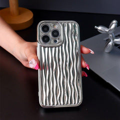 Luxury Plating Metal Color Water Ripple Cute Phone Cases For iPhone 13 11 12 14 Pro Max XS XR X