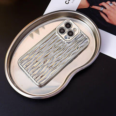 Luxury Plating Metal Color Water Ripple Cute Phone Cases For iPhone 13 11 12 14 Pro Max XS XR X