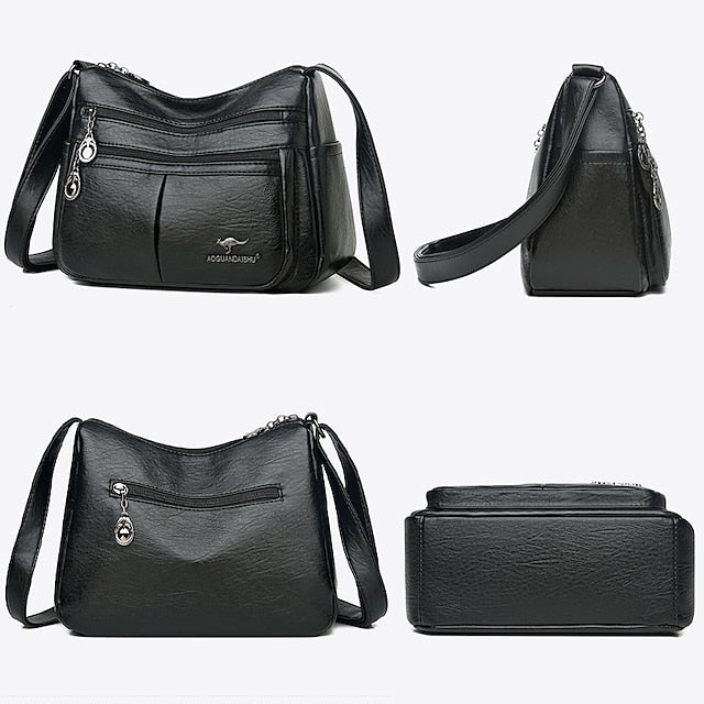Shoulder Bag Multi-Pocket Faux Leather Crossbody