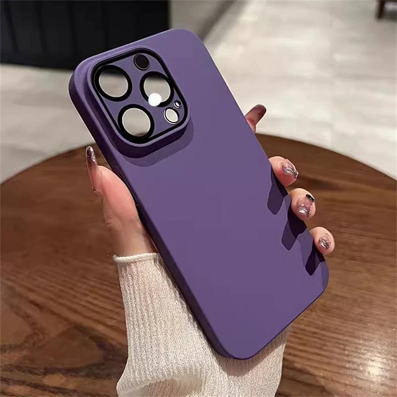 Matte Hard PC Lens Glass Full Protection Cute Phone Case for iPhone 12, 13, 14 15 Pro Max Cover