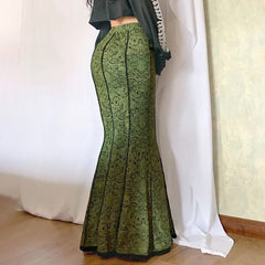 Medieval Gothic Green Maxi Skirt