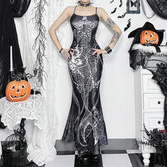 Meerjungfrau Skelett Gothic Maxikleid