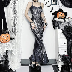 Meerjungfrau Skelett Gothic Maxikleid