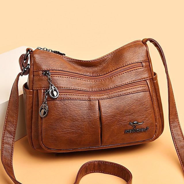 Shoulder Bag Multi-Pocket Faux Leather Crossbody