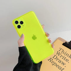 Neon Fluorescent Plain Cute Phone Cases For iPhone 15, 14, 13, 12, 11 Pro Max, Mini X, XR, XS, 6, 7, 8 Plus, SE 2020