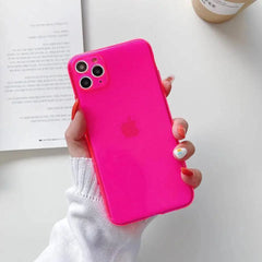 Neon Fluorescent Plain Cute Phone Cases For iPhone 15, 14, 13, 12, 11 Pro Max, Mini X, XR, XS, 6, 7, 8 Plus, SE 2020