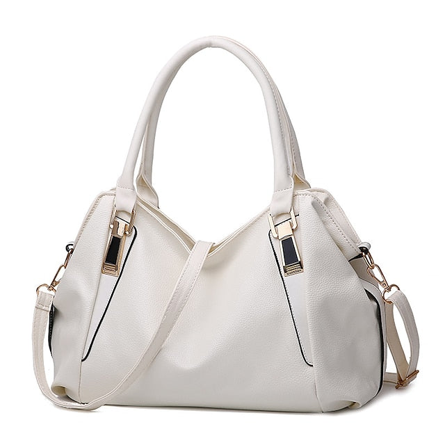 Handles  and Top Faux with Handbag Black Leather