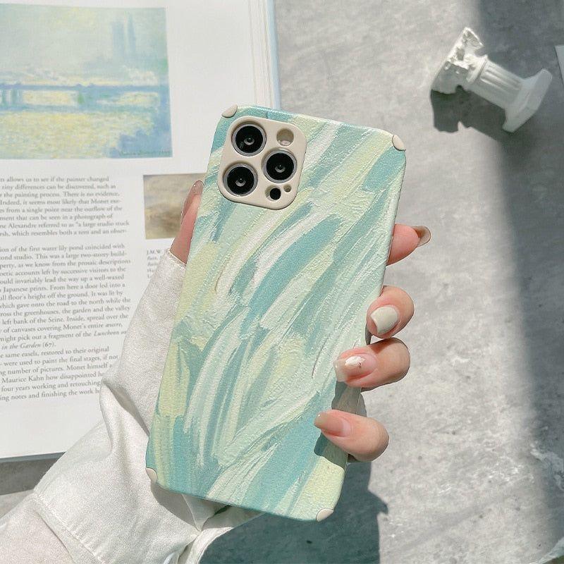 Oil Painting Cute Phone Cases For iPhone 13 11 12 Pro Max Xs Max XR Xs 7 8 Plus X 7Plus