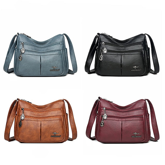 Shoulder Bag Multi-Pocket Faux Leather Crossbody