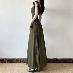 Olive Green Fairy Grunge Maxi Dress