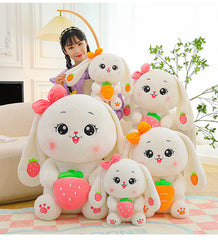 Adorable Bunny Plushie: Huggable Strawberry and Carrot Companion