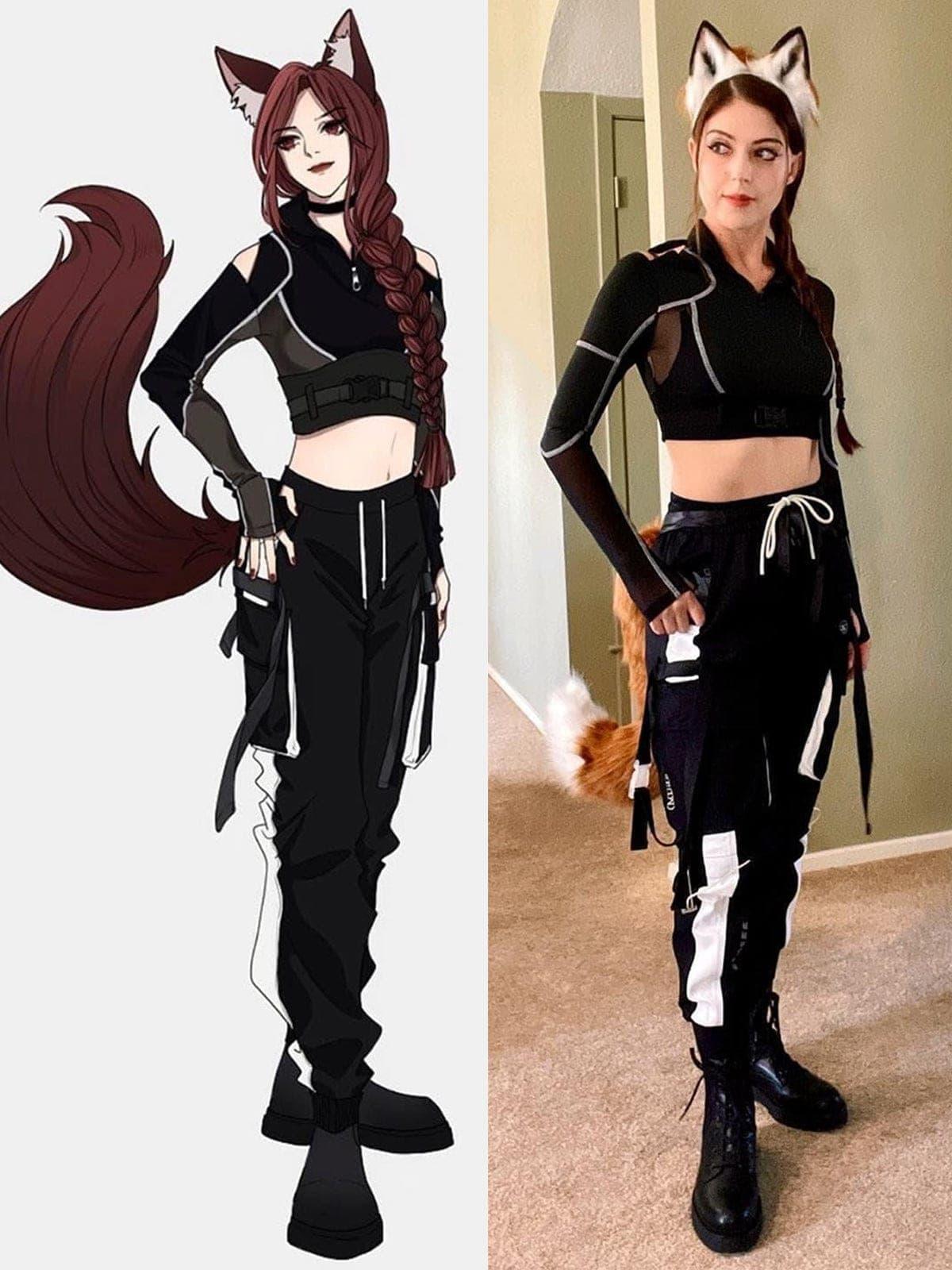 Techwear Mesh Buckle Cropped Long Sleeve T-Shirt