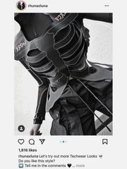Techwear Embroidery Skeleton PU Vest