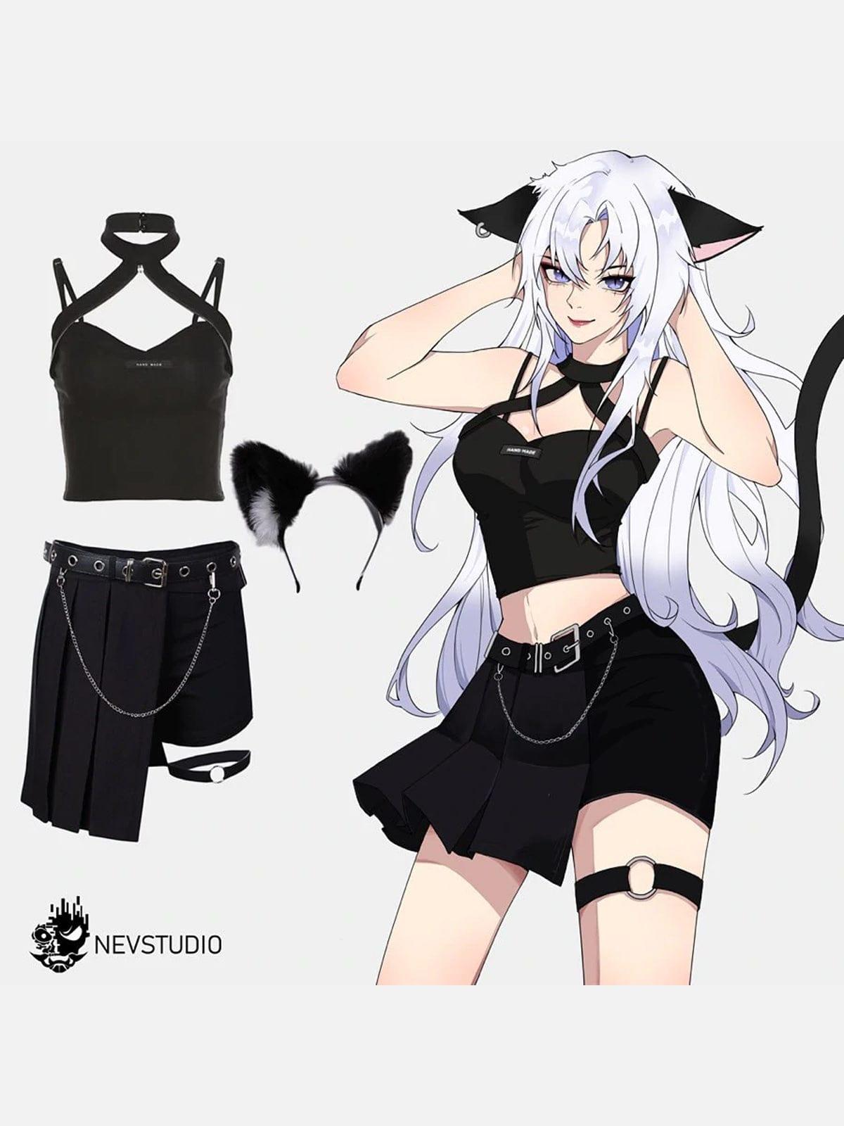 Chain Decoration Irregular Skirt