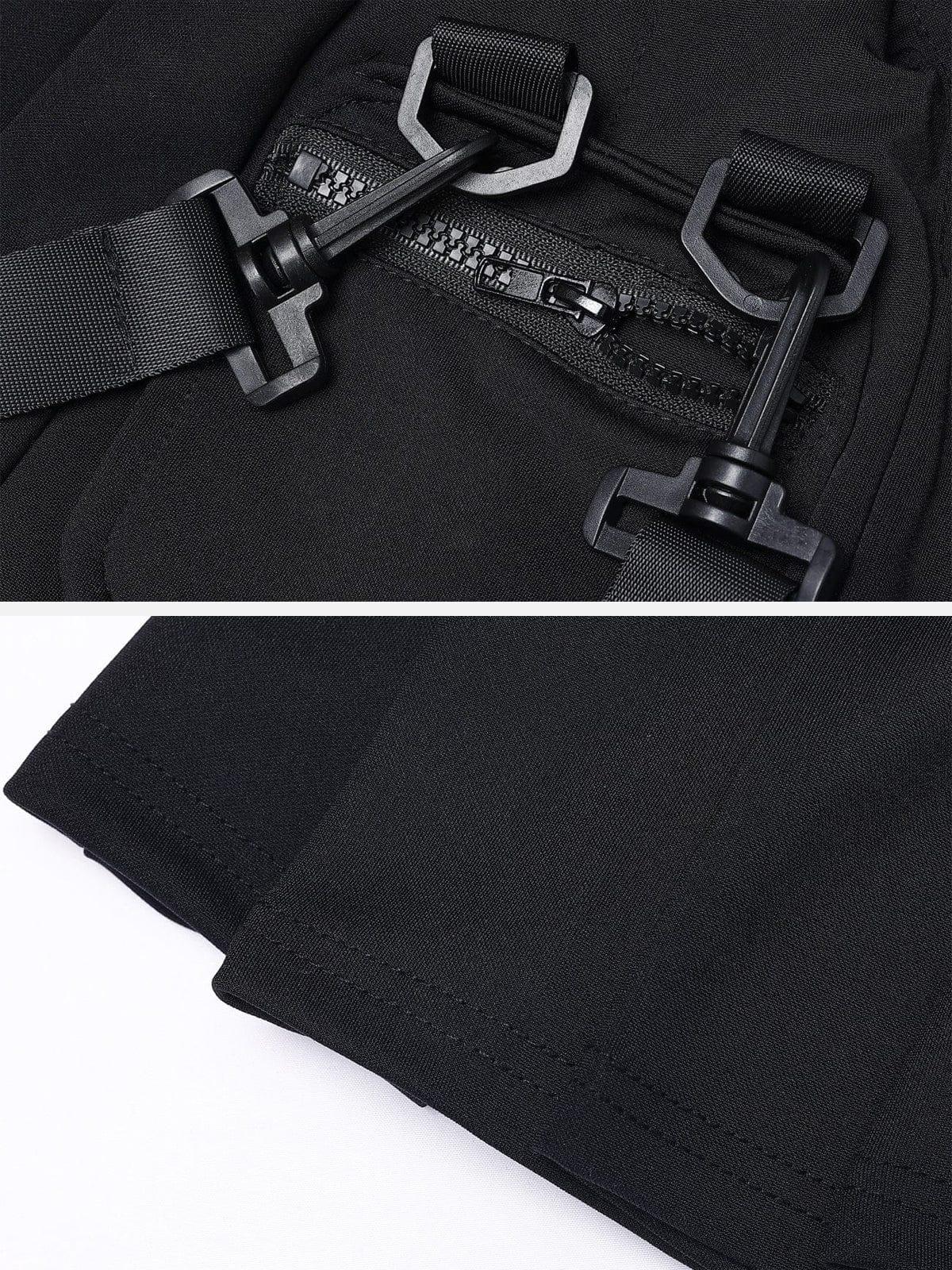Techwear Personality Belt High Waist Pleated Skirt