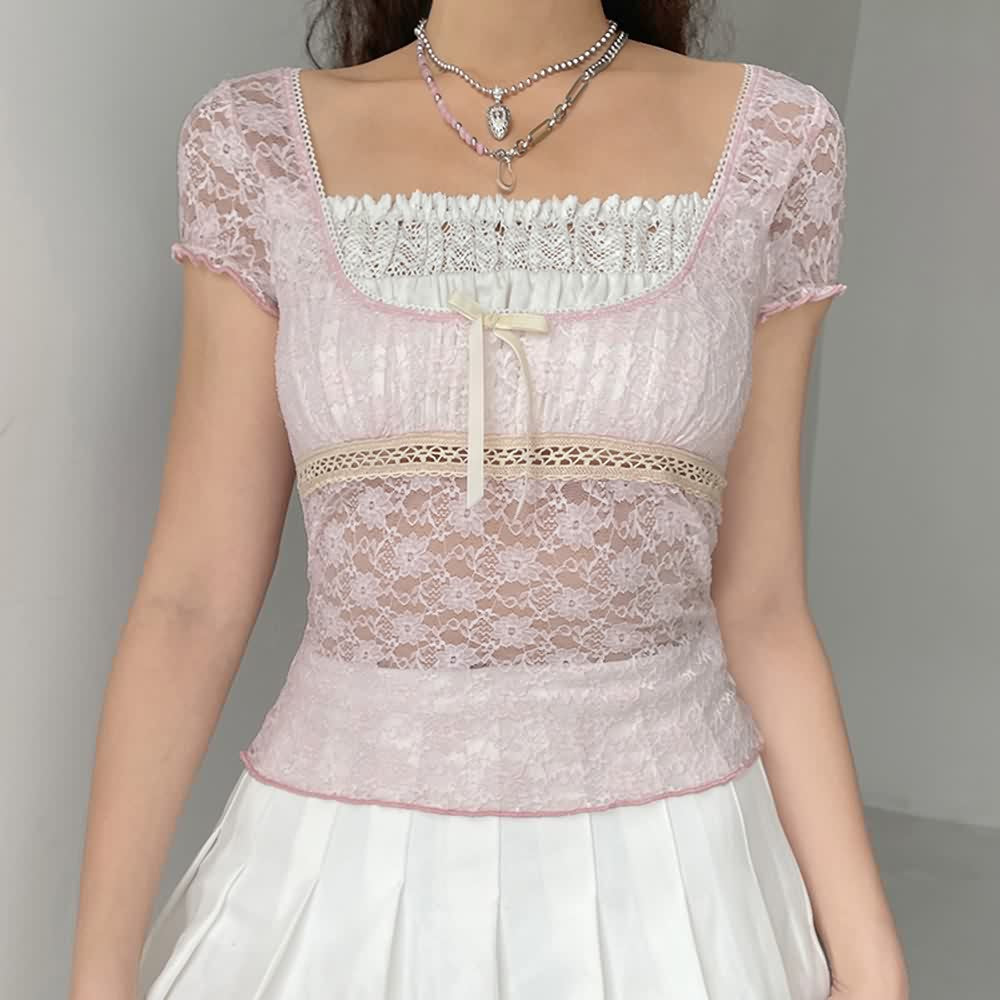 Pink Coquette Lace Top
