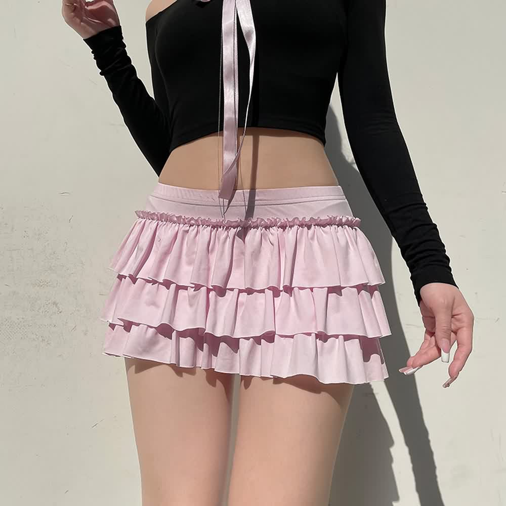 Pink Coquette Tiered Mini Skirt