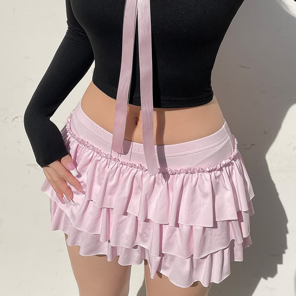 Pink Coquette Tiered Mini Skirt