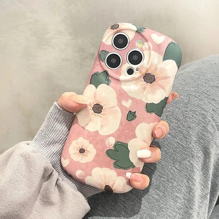 Pink Flowers - Soft Cute Phone Case KCPC For iPhone 15 Pro Max, 14, 13, 11, or 12