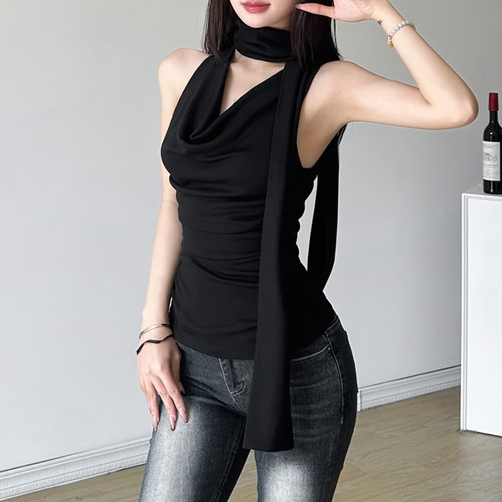 Plunge Neckline Sleeveless Top