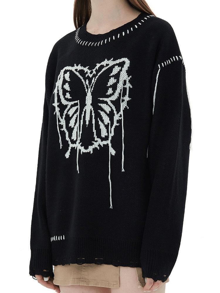 Butterfly Pattern Knitted Sweater