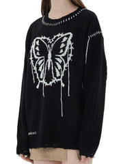 Butterfly Pattern Knitted Sweater