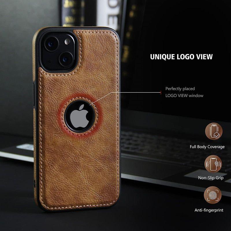 PU Leather Logo Hole Cute Phone Cases For iPhone 14 13 12 11 Pro XS MAX