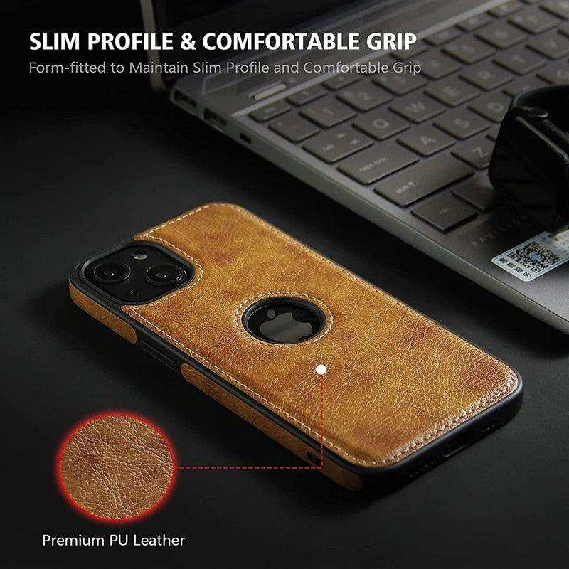 PU Leather Logo Hole Cute Phone Cases For iPhone 14 13 12 11 Pro XS MAX