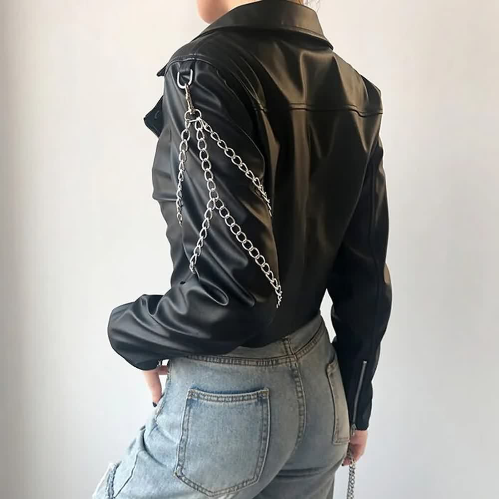 Punk Chain Leather Jacket
