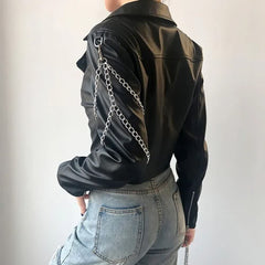 Punk Chain Leather Jacket