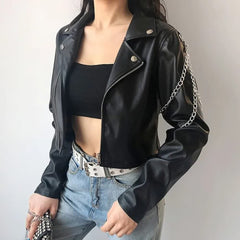 Punk Chain Leather Jacket