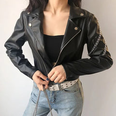 Punk Chain Leather Jacket